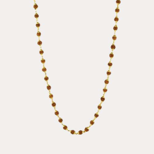 108 Rudraksha with Silver Plated Caps Necklace