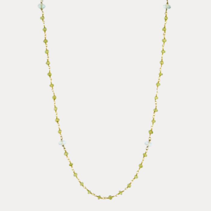 Aquamarine and Peridot Counter Bead Necklace