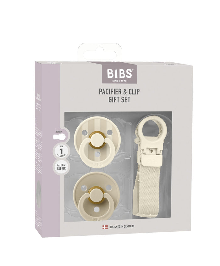 Bibs World BIBS Pacifier & Loop Clip Gift Set - Vanilla