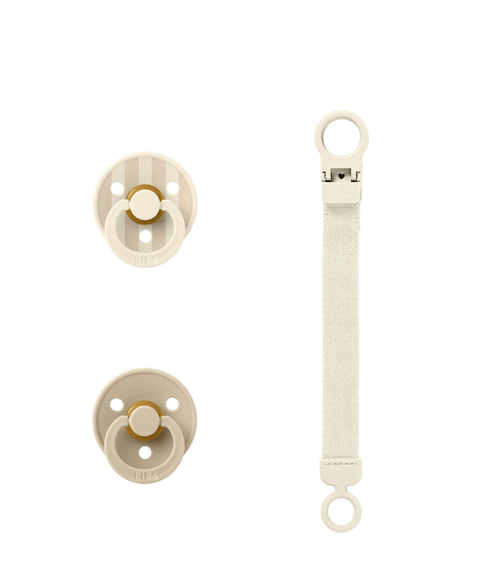 Bibs World BIBS Pacifier & Loop Clip Gift Set - Vanilla