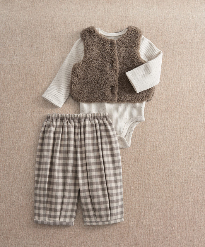Mamas & Papas Outfits & Sets Borg Waistcoat with Bodysuit & Trousers Outfit