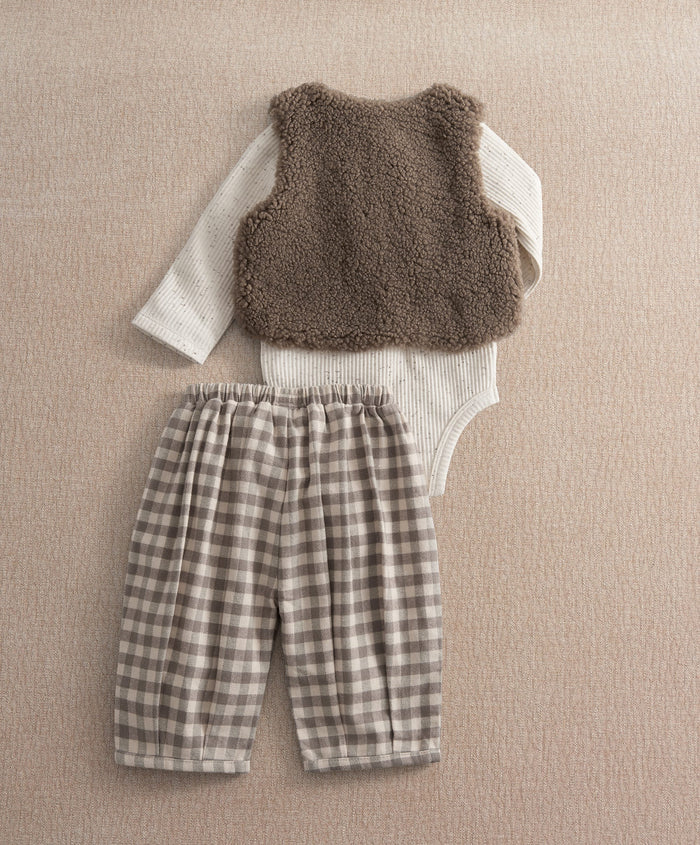 Mamas & Papas Outfits & Sets Borg Waistcoat with Bodysuit & Trousers Outfit