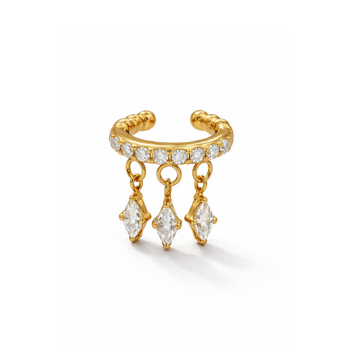 Crystal Cascade Gold Plated Ear Cuff