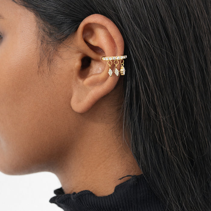 Crystal Cascade Gold Plated Ear Cuff