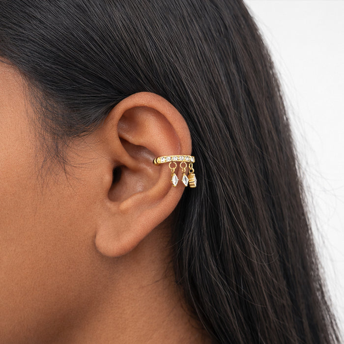 Crystal Cascade Gold Plated Ear Cuff