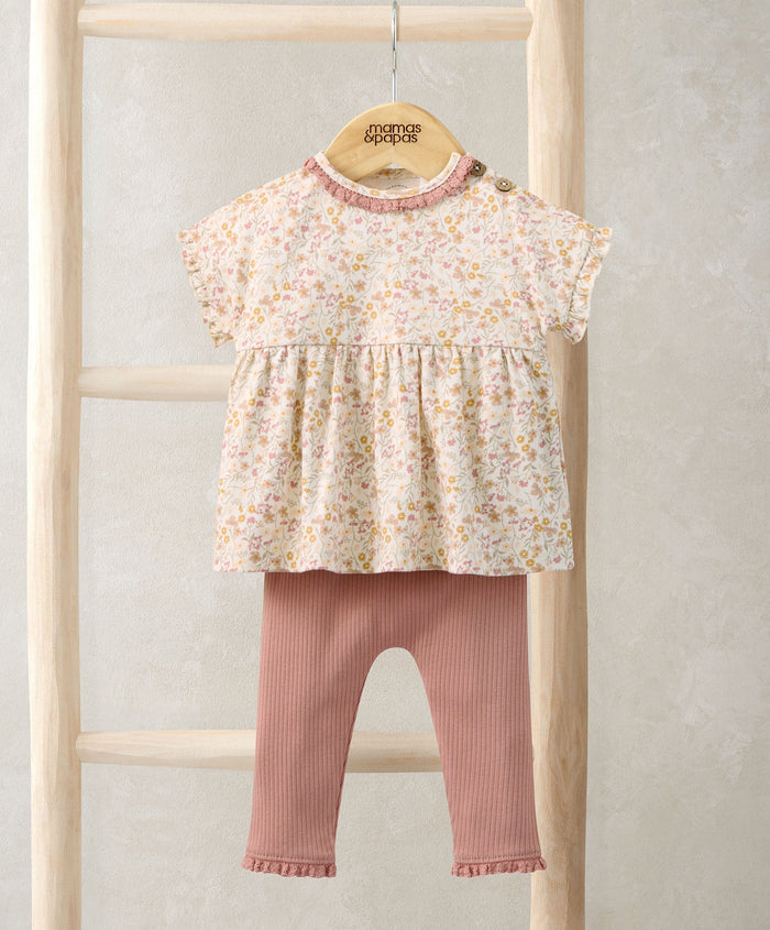 Mamas & Papas Outfits & Sets Ditsy T-Shirt & Leggings Outfit Set
