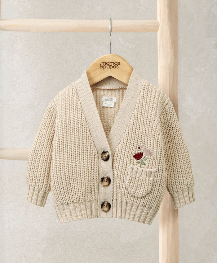 Mamas & Papas Jumpers & Knitwear Embroidered Knitted Cardigan - Cream
