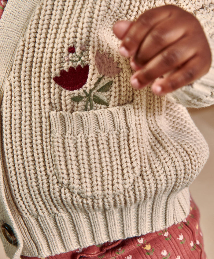 Mamas & Papas Jumpers & Knitwear Embroidered Knitted Cardigan - Cream