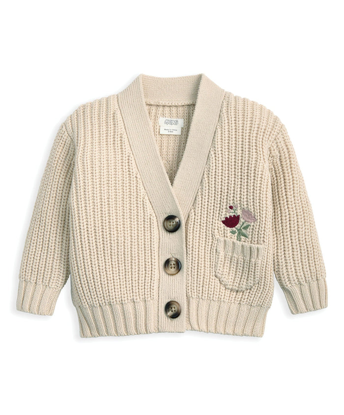 Mamas & Papas Jumpers & Knitwear Embroidered Knitted Cardigan - Cream