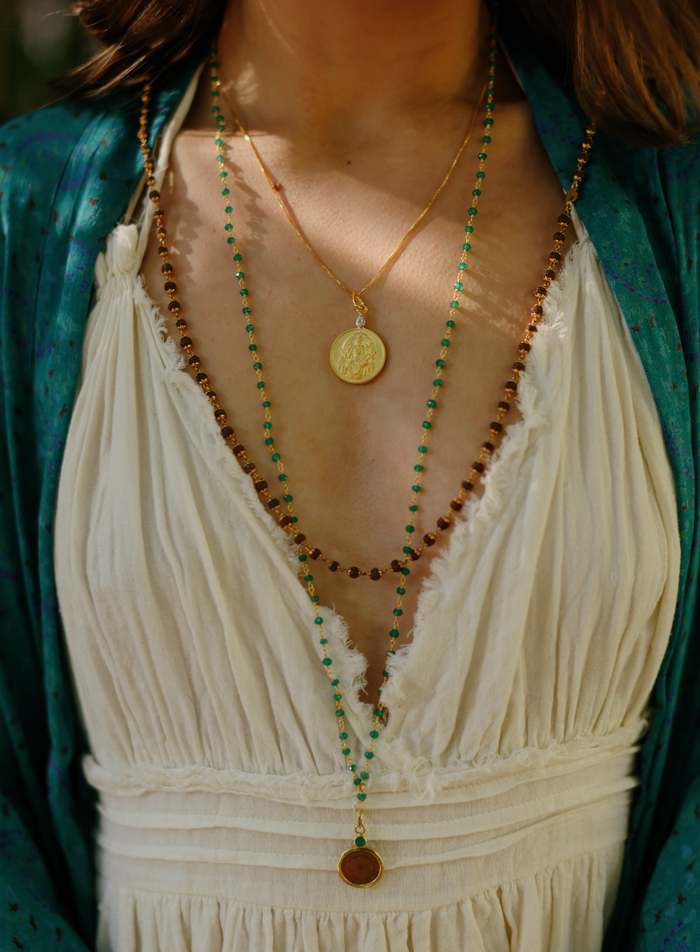 Emerald Sri Yantra Pendant Necklace