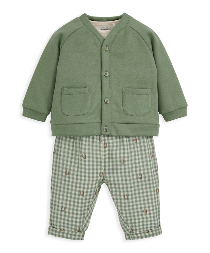 Mamas & Papas Outfits & Sets Gingham Jacket, Trousers & Bodysuit Set