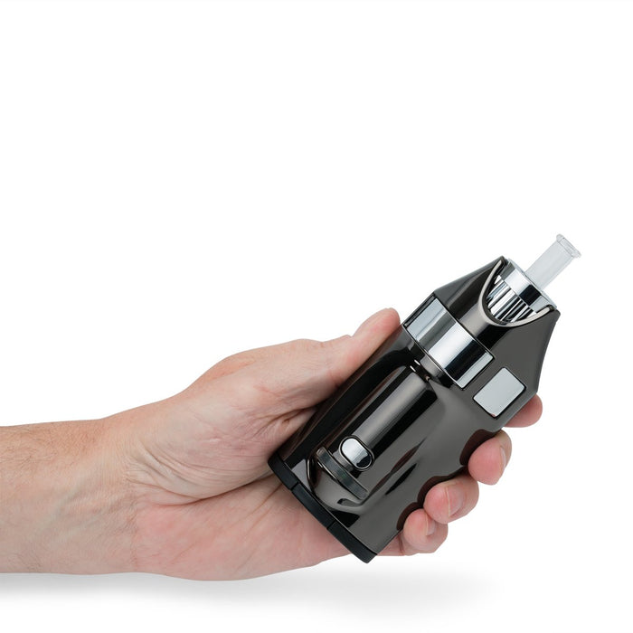 Lightly Used Ghost MV1 Vaporizer Black Chrome in hand view
