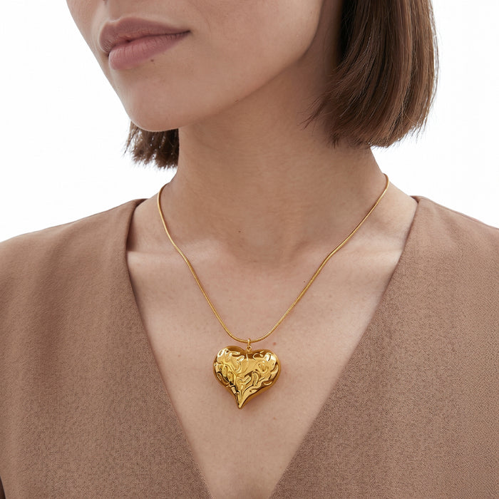 Liquid Heart Drop Gold Plated Necklace