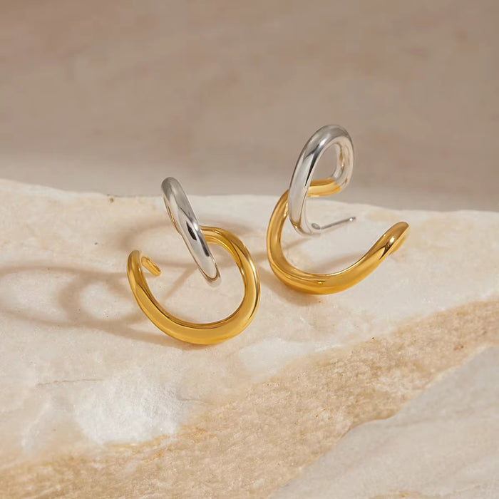 Loop Fusion Gold Plated Earrings