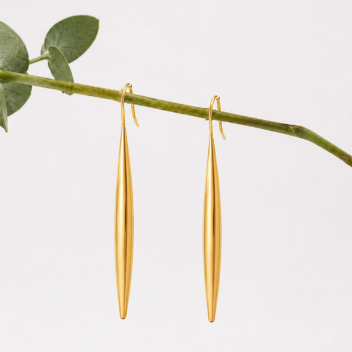 Lumen Taper Threads Gold Plated Earrings