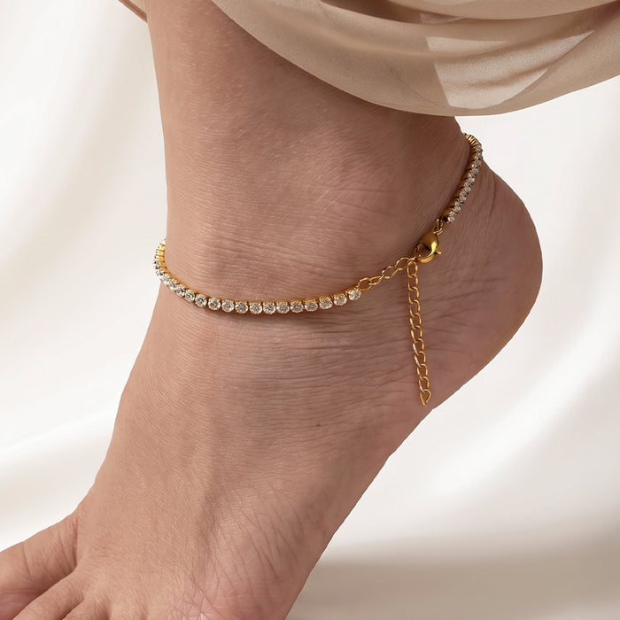 Luxe Crystal Glow Gold Plated Anklet