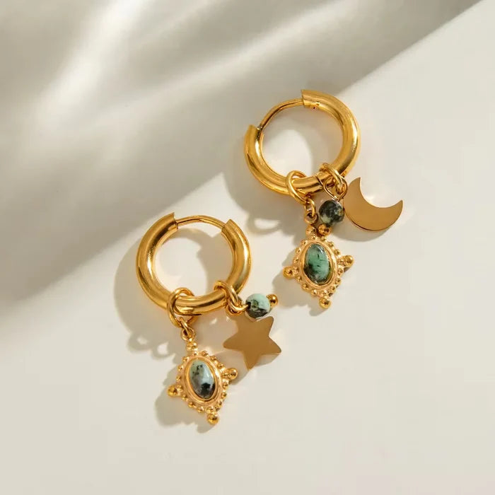 Midnight Aura Gold Plated Hoop Earrings
