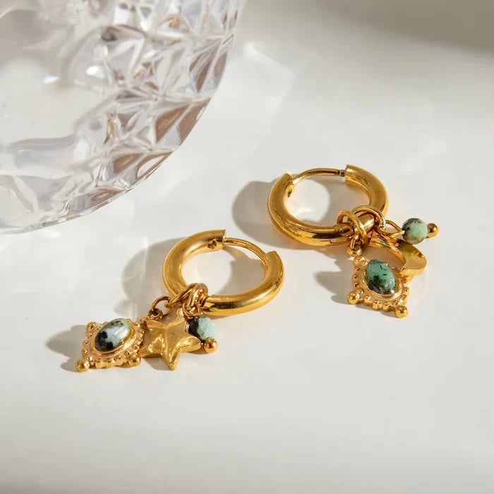 Midnight Aura Gold Plated Hoop Earrings