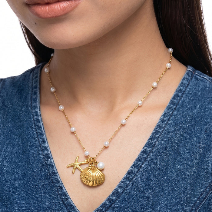 Ocean Pearl Gold Plated Necklace