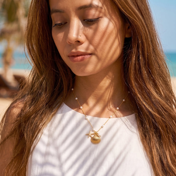 Ocean Pearl Gold Plated Necklace