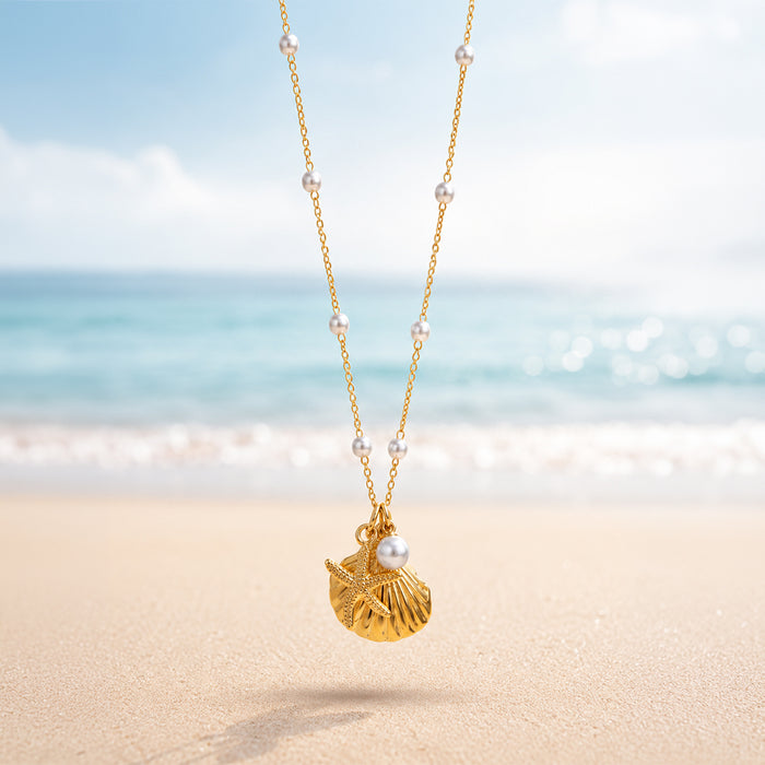 Ocean Pearl Gold Plated Necklace