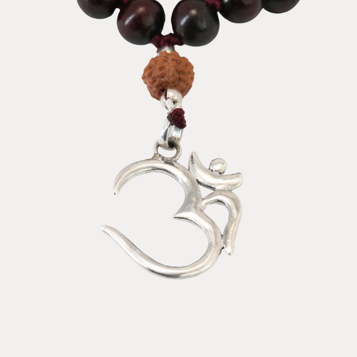 Om Black Sandalwood & Rudraksha Mala