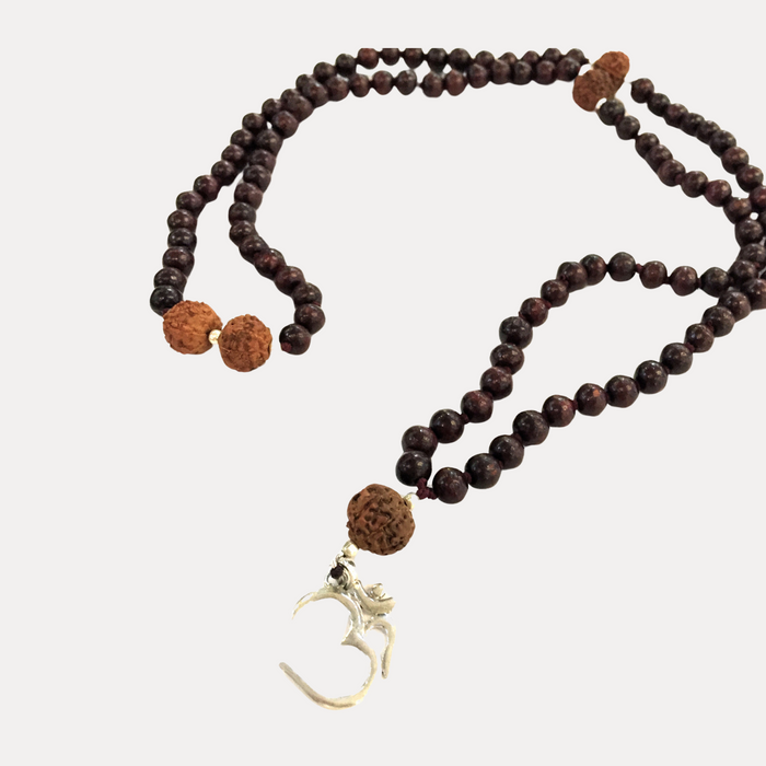 Om Black Sandalwood & Rudraksha Mala