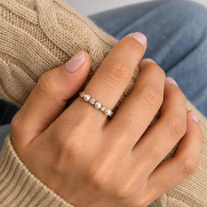 Pearl Radiance Gold Plated Ring