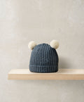 Mamas & Papas Hats & Booties Rib Knit Hat with Pom Poms - Blue