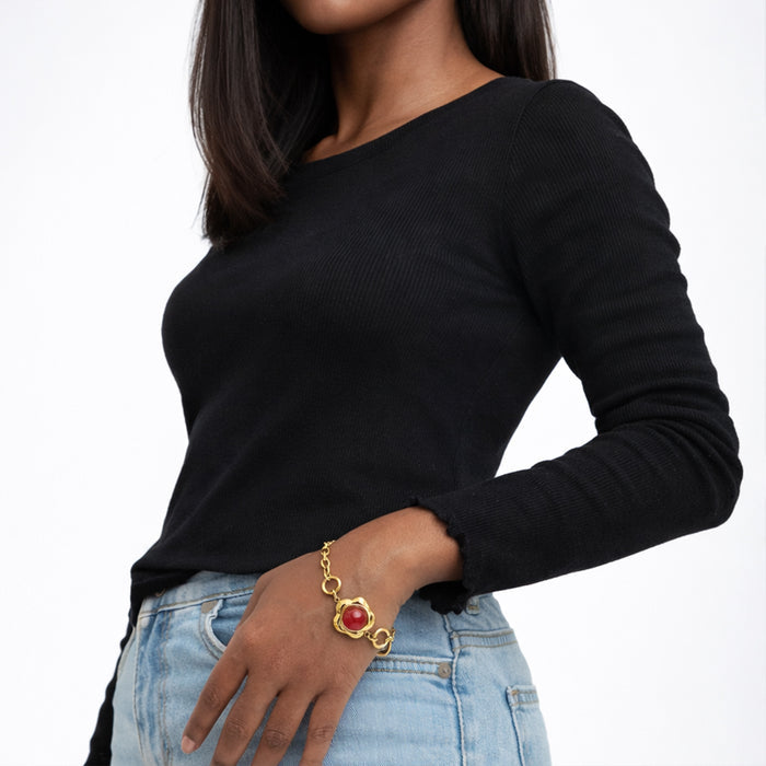 Ruby Bloom Gold Plated Bracelet