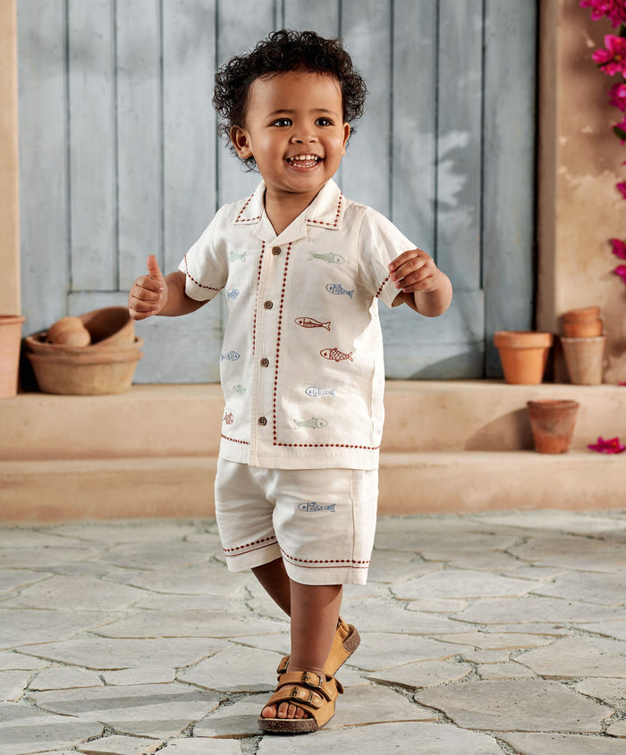Mamas & Papas Outfits & Sets Sardine Linen Top & Shorts Set