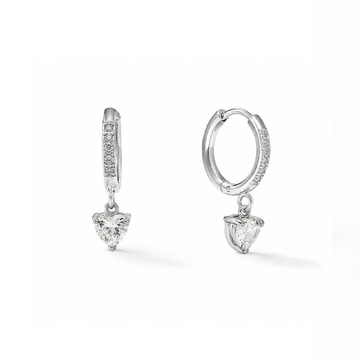 Silver Grace Heart Diamond Earring
