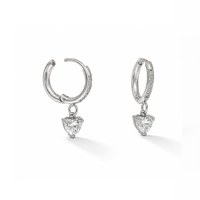 Silver Grace Heart Diamond Earring