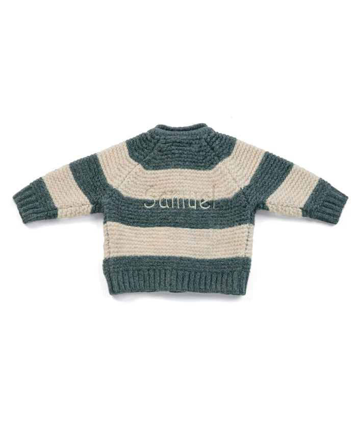 Mamas & Papas Jumpers & Knitwear Striped Knit Cardigan with Raglan Sleeves - Blue