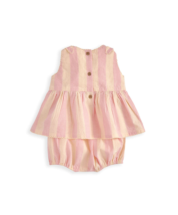 Mamas & Papas Outfits & Sets Striped Pink Peplum Top Set