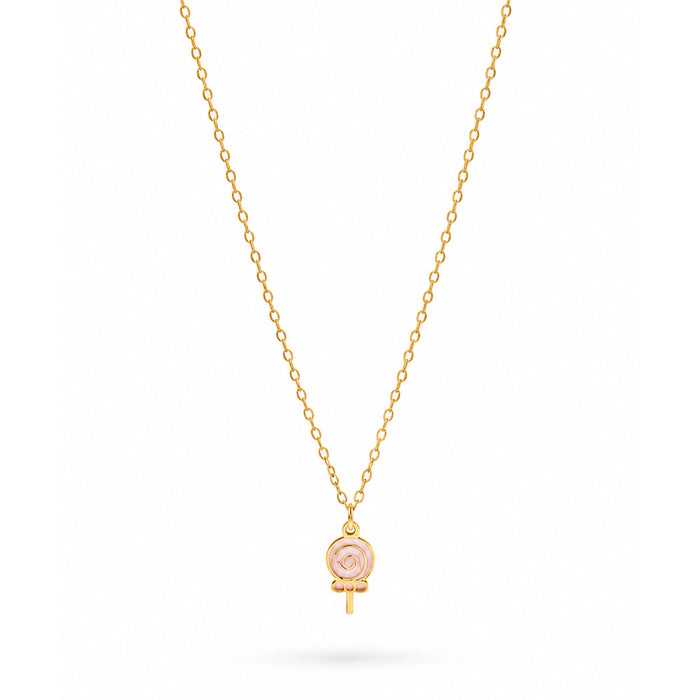 Sweet Swirl Lollipop Gold Plated Necklace