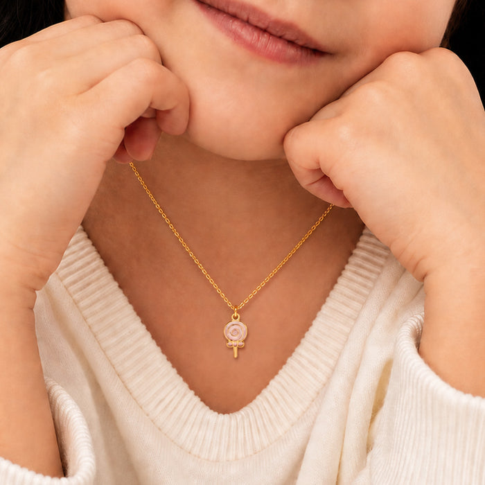 Sweet Swirl Lollipop Gold Plated Necklace