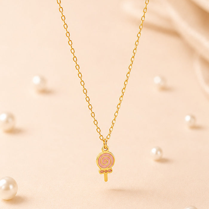 Sweet Swirl Lollipop Gold Plated Necklace