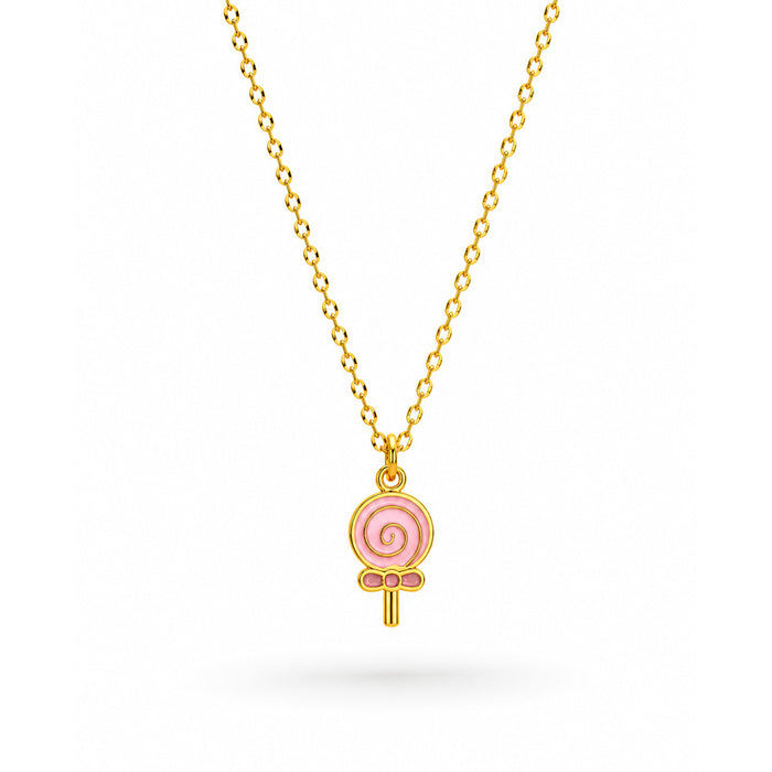 Sweet Swirl Lollipop Gold Plated Necklace