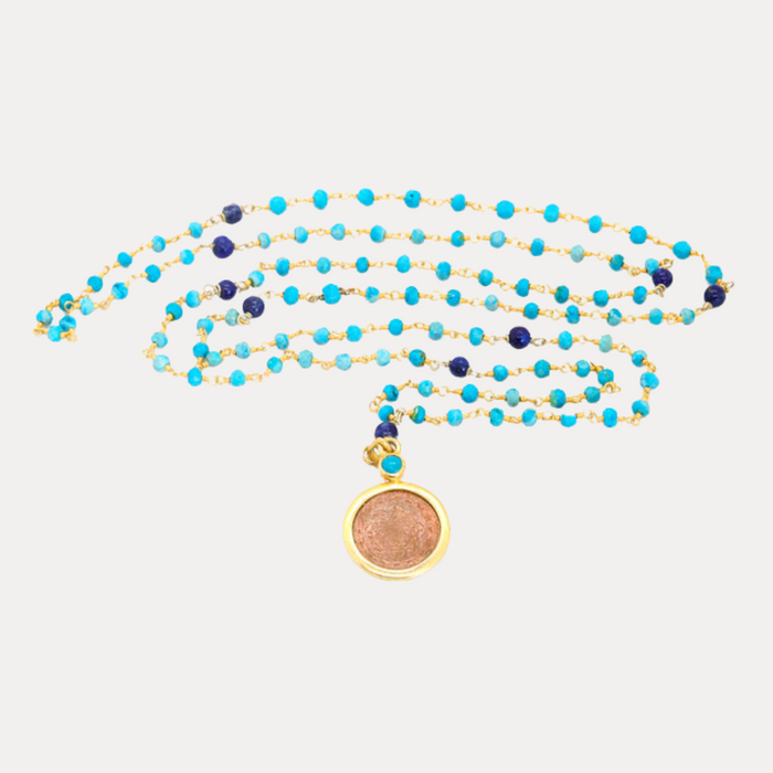 Turqouise and Lapis Sri Yantra Necklace