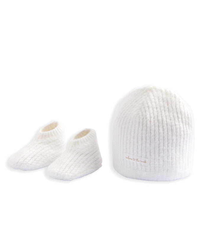 Mamas & Papas Hats & Booties Waffle Knit Hat & Booties Set - White