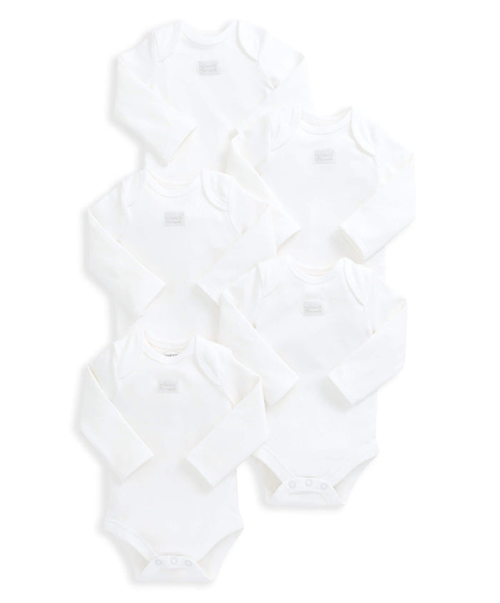 Mamas & Papas White Longsleeved Bodysuits (5 Pack)