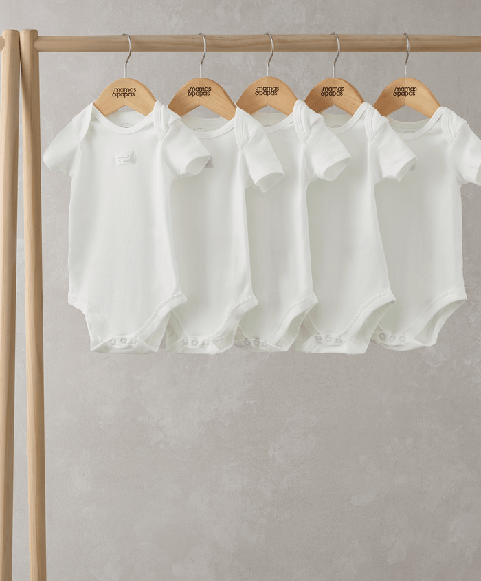 Mamas & Papas White Shortsleeved Bodysuits (5 Pack)