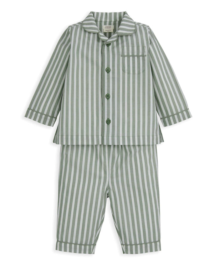 Mamas & Papas Pyjamas & Nightwear Woven Green Stripe Pyjamas
